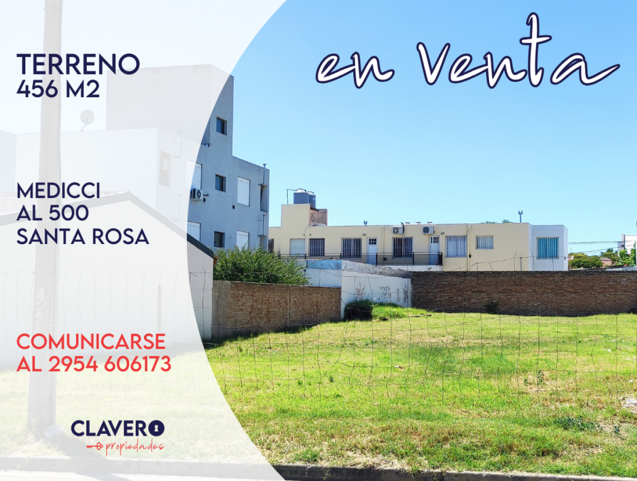 Terreno 456m2 - B° Congreso - Ideal Desarrollo Inmobiliario - Santa Rosa La Pampa