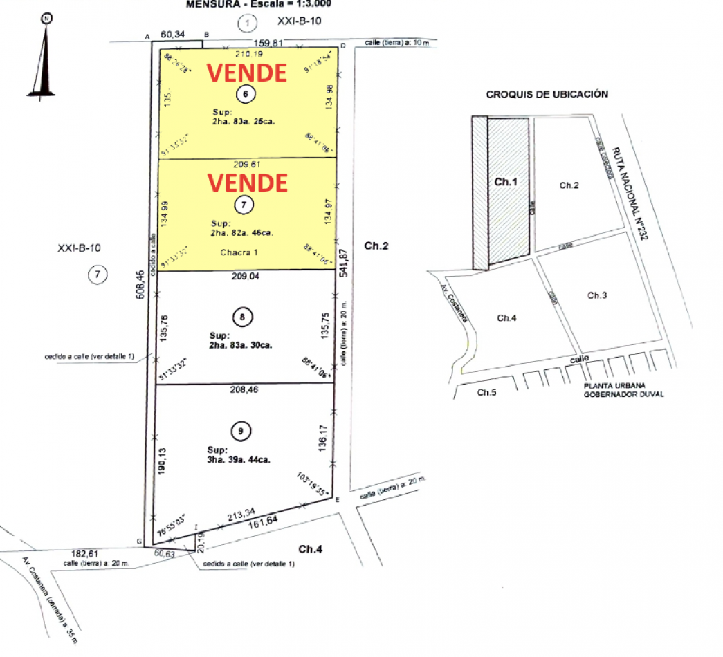 EN VENTA PARCELA EN GOB. DUVAL A ORILLA DEL RIO COLORADO-PARCELA 7-CHACRA 1